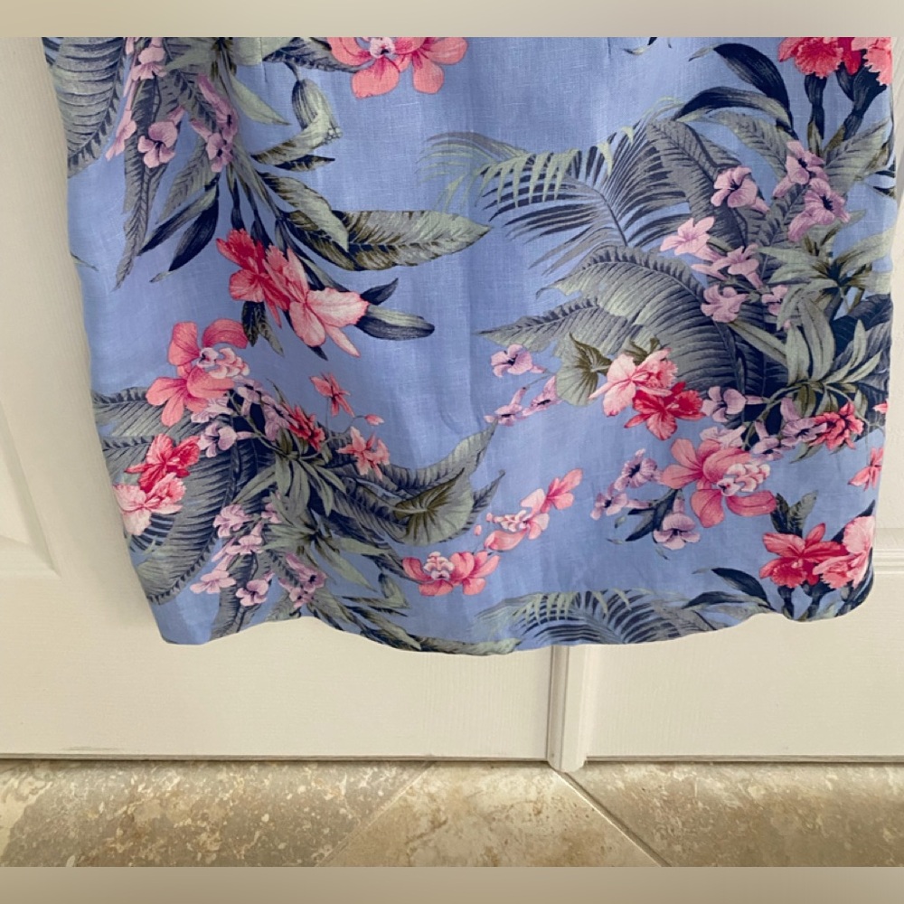 Tommy Bahama Skirt Womens 2 Linen Blue Floral Lined